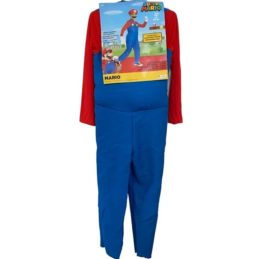 Super Mario Deluxe Halloween Costume Jumpsuit Kid's Padded Belly Sz Large - Picture 1 of 5